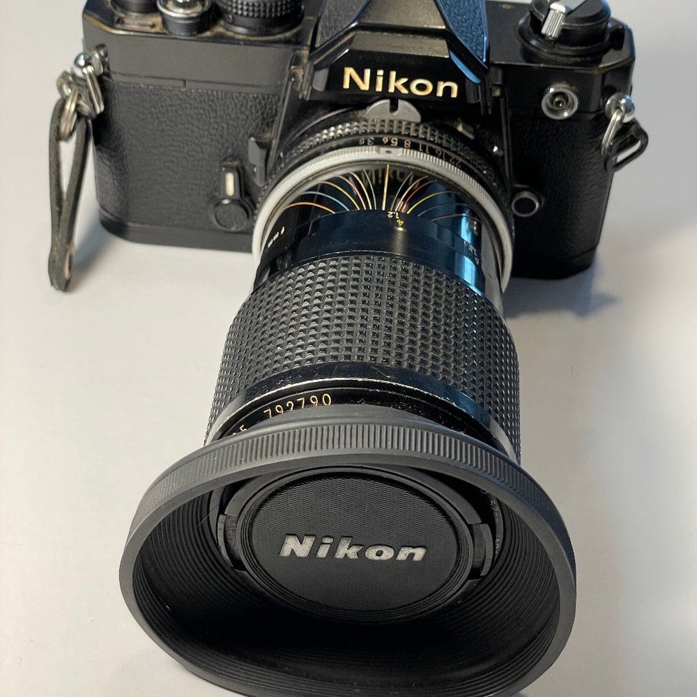 NIKON FM Vintage Black Body camera w 2 LENSES & many accessories